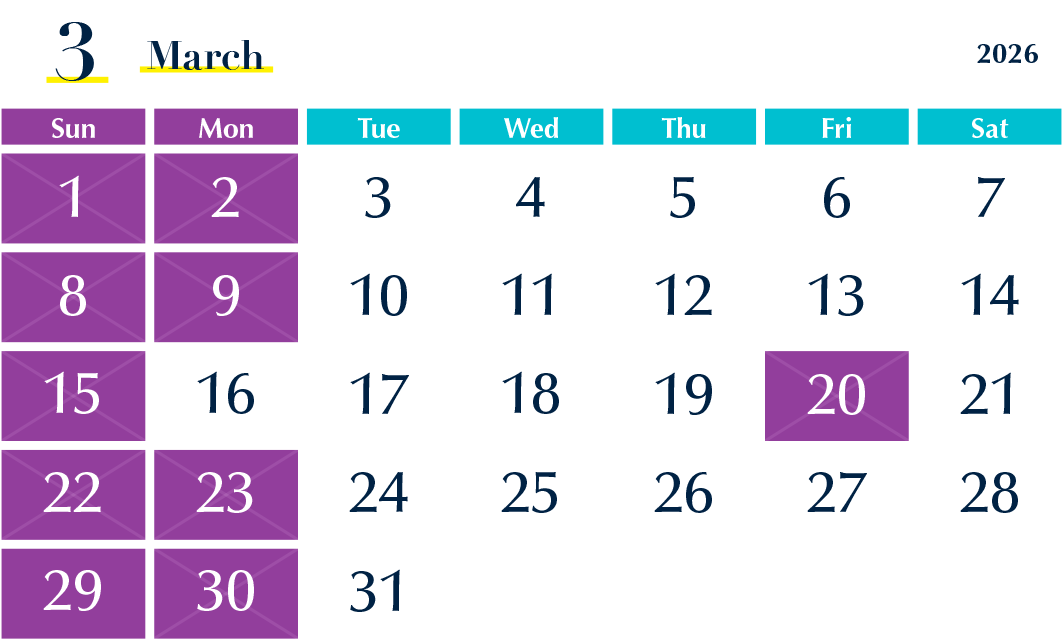 2026年3月の診療日カレンダー
