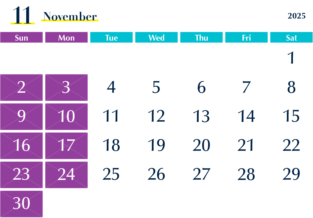 2025年11月の診療日カレンダー